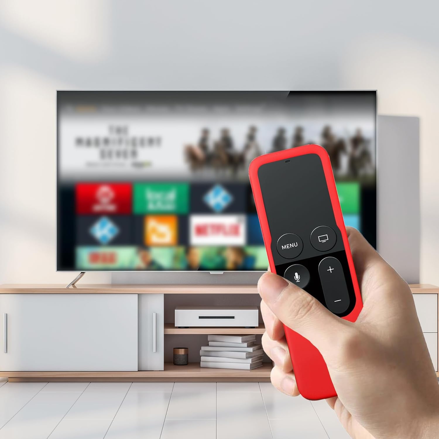Silicone Case Compatible with Apple TV 4K/HD Siri Remote (1St Gen) - Anti-Slip Shock Proof Soft Remote Cover Case Compatible with Apple TV 4K 5Th 4Th Gen Siri Remote Controller - Red