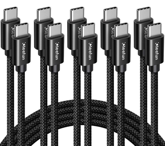 USB C to USB C Cable 60W, USBC to USBC, [5-Pack, 3/3/6/6/10 Ft] Type C to C Charger Cord Fast Charging for Iphone 16 15 Pro Max/Plus, for Ipad/Macbook Pro/Air, for Samsung Galaxy S25 S24 S23
